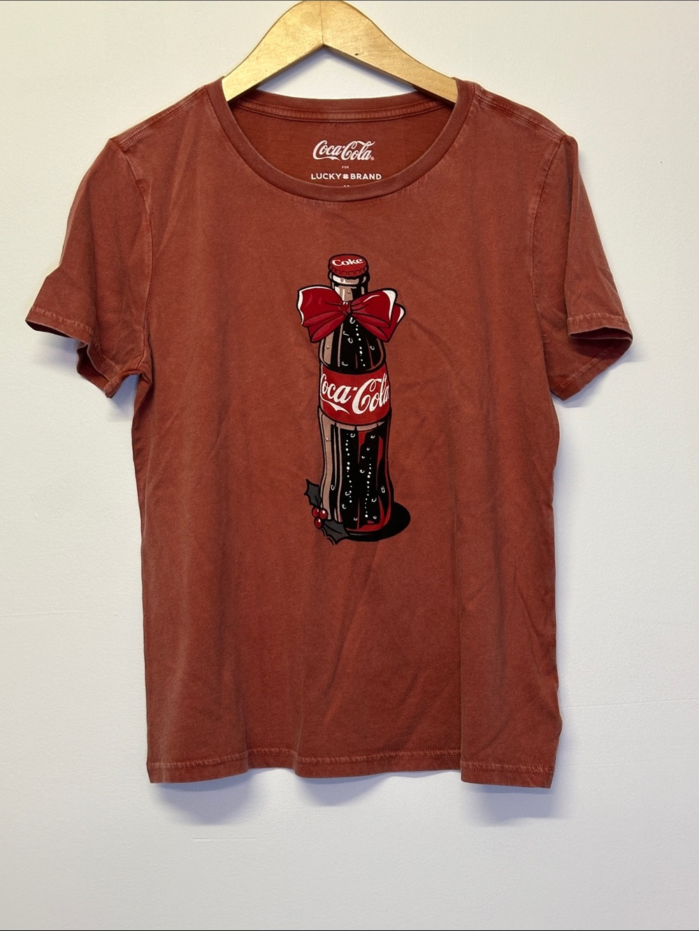 Lucky Brand Coca-Cola Brick Red Bottle Graphic Tee
